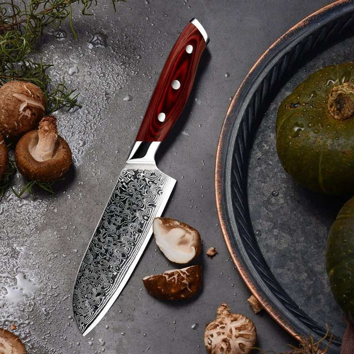 Chef knife - INAZUMA™ Damascus Chef Knife Santoku Knife with Pakkawood Handle - Shokunin USA