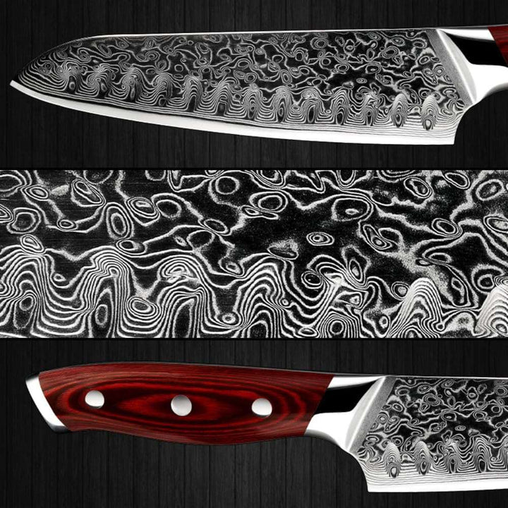 Chef knife - INAZUMA™ Damascus Chef Knife Santoku Knife with Pakkawood Handle - Shokunin USA