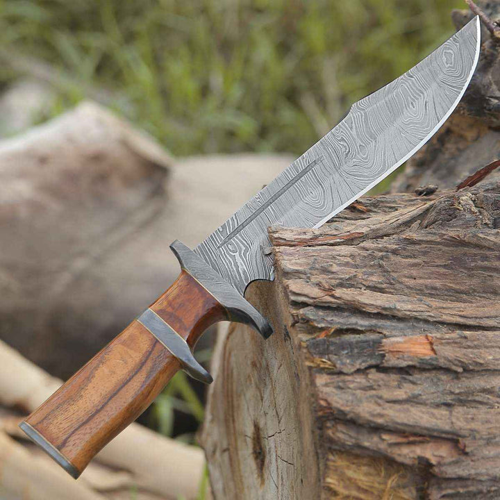 Innovator Knives - Innovator Damascus Bowie Knife with Rosewood Handle - Shokunin USA