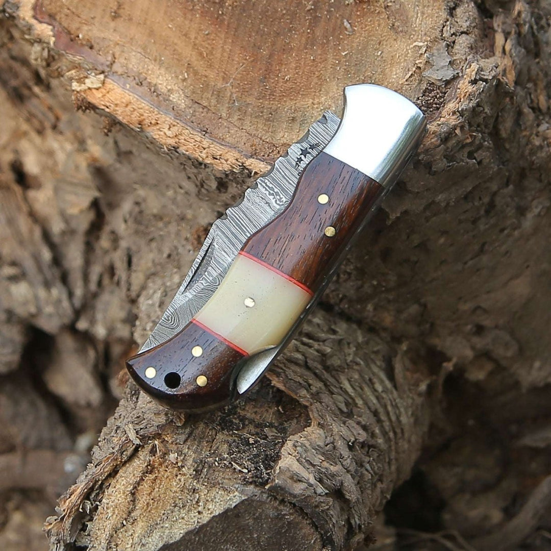 Ironclad Bone knives - Ironclad Pocket Knife with Rosewood &amp; Bone Scales - Shokunin USA