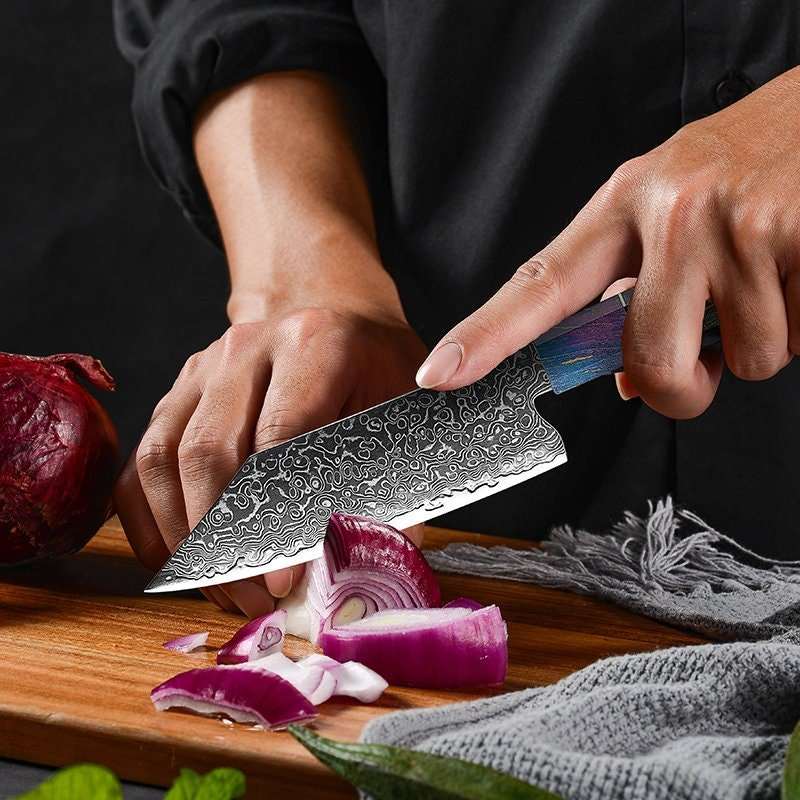 Handmade Bunka Knife – KODACHI VG10 Damascus Bunka Knife with Rosewood Burl Handle – shokuninusa