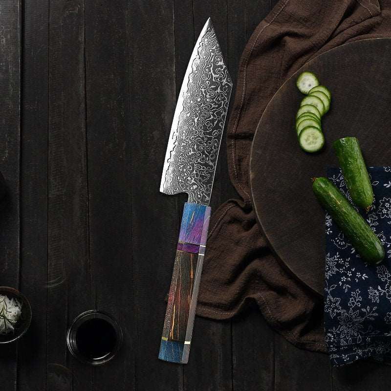 KODACHI VG10 Knives – KODACHI VG10 Damascus Bunka Knife with Rosewood Burl Handle – shokuninusa