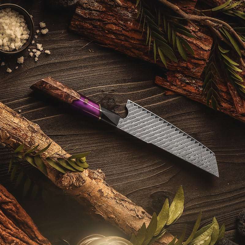 Kotetsu Nakiri Knife – Kotetsu Handmade Japanese VG10 Damascus Nakiri Knife with Exotic Rose Wood &amp; Resin Handle – shokuninusa