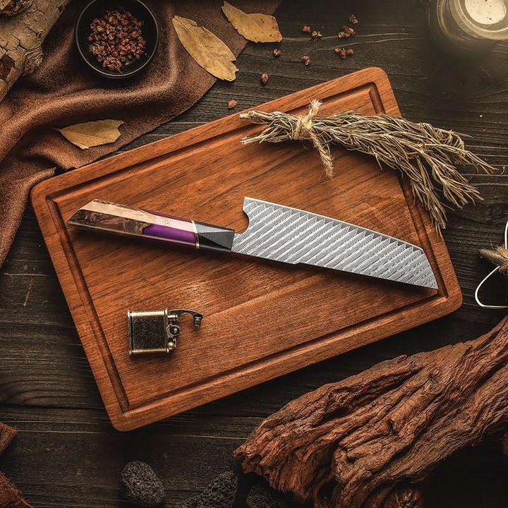 Kotetsu Nakiri Knives – Kotetsu Handmade Japanese VG10 Damascus Nakiri Knife with Exotic Rose Wood &amp; Resin Handle – shokuninusa