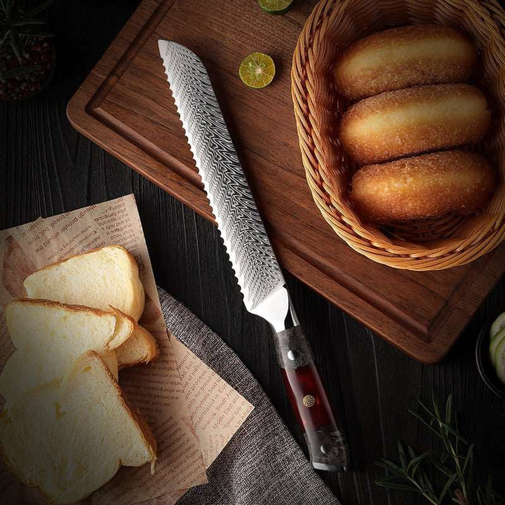 Lavanoir 8-Pc Damascus Chef Knife Set with Ebony Wood Handle & Sheath - Shokunin USA