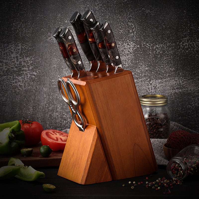 Lavanoir Chef Knife Set with Ebony Wood & Lava Resin Handle - Shokunin Knives