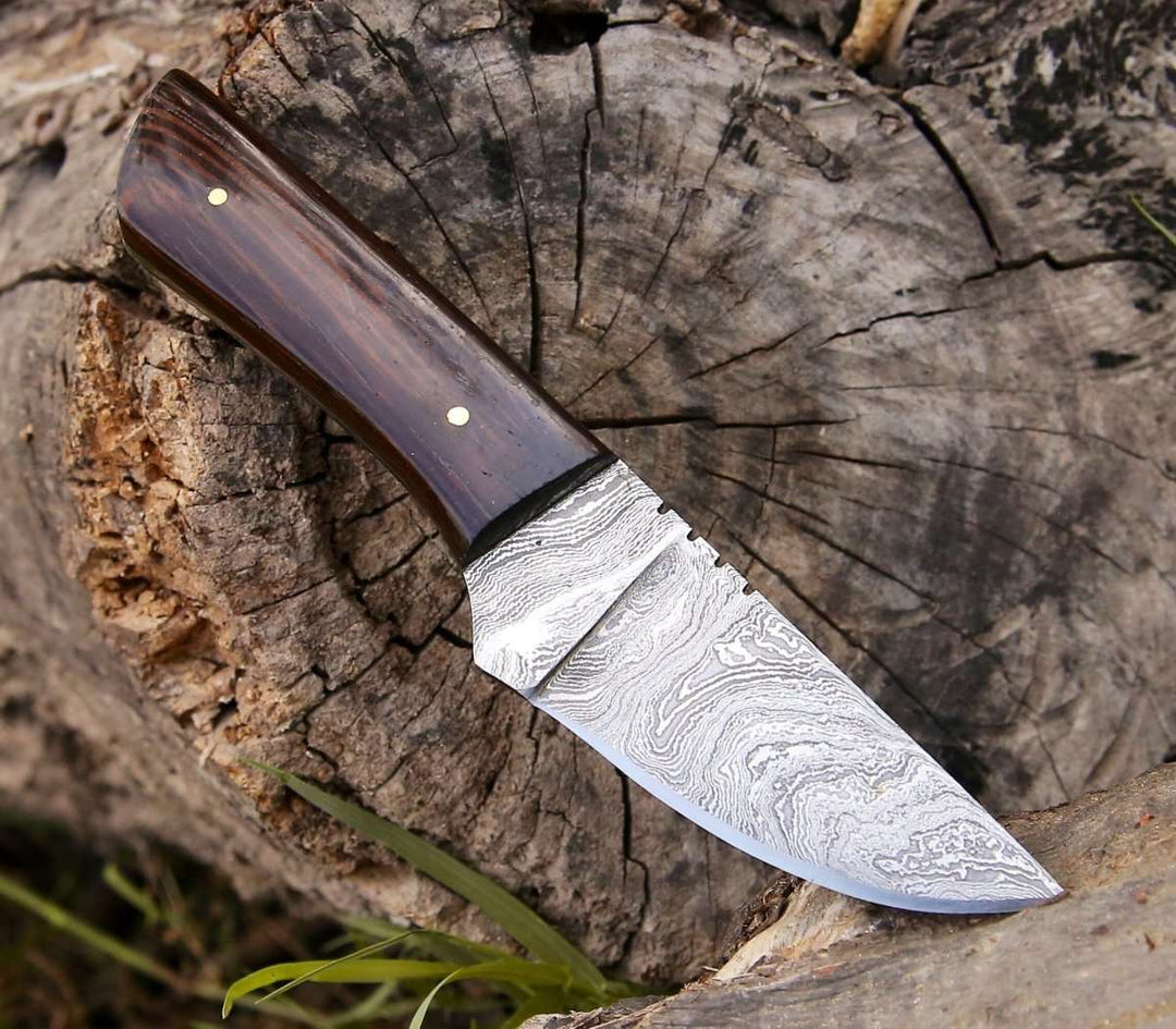 Legacy Damascus Handle - Legacy Damascus Skinning Knife with Exotic Wenge Wood Handle - Shokunin USA
