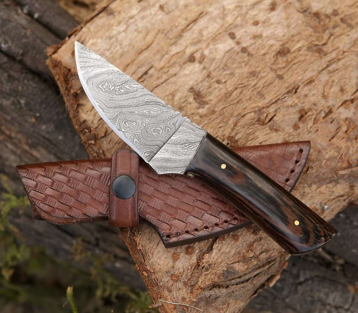 Legacy Skinning knives - Legacy Damascus Skinning Knife with Exotic Wenge Wood Handle - Shokunin USA