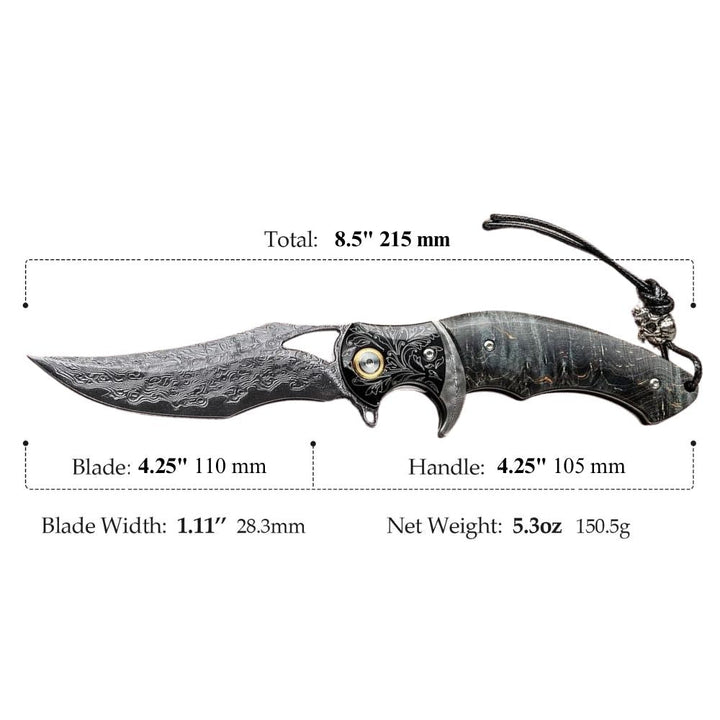 Legion Japanese knives - Legion Japanese VG10 Damascus Folding Knife with Exotic Stained Maple Wood Handle - Shokunin USA