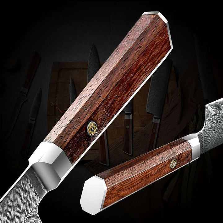 chef knife set - Granduer VG10 Knife Set Damascus Steel with Exotic Rosewood Handle & Sheath - Shokunin USA