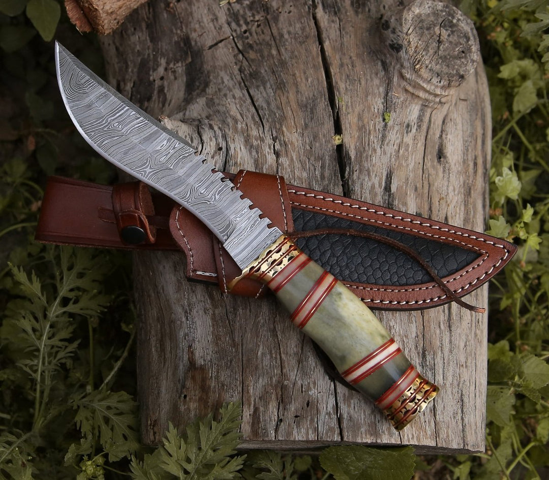 Handmade Kukri Knife – Mythic Kukri Hunting Knife with Bone &amp; Brass Handle – shokuninusa