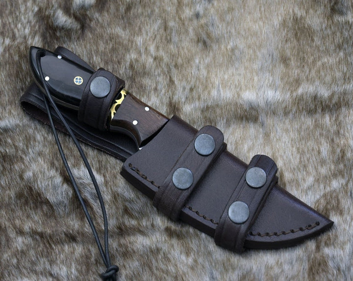 handcrafted skinning knives for enthusiasts - Oathkeeper Deer Skinning Knife with Horn &amp; Rosewood Handle - Shokunin USA