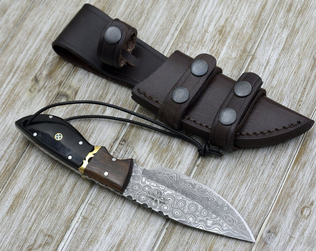 handcrafted skinning knives for men - Oathkeeper Deer Skinning Knife with Horn &amp; Rosewood Handle - Shokunin USA