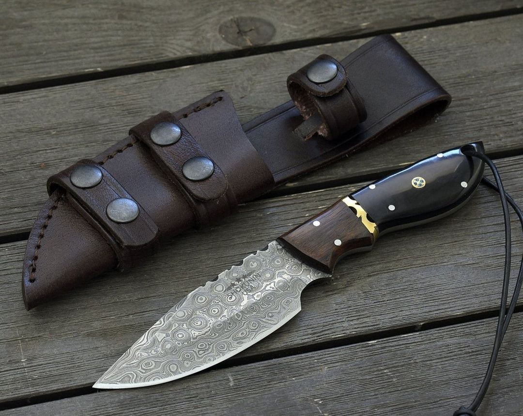artisan skinning knives with artisan details - Oathkeeper Deer Skinning Knife with Horn &amp; Rosewood Handle - Shokunin USA