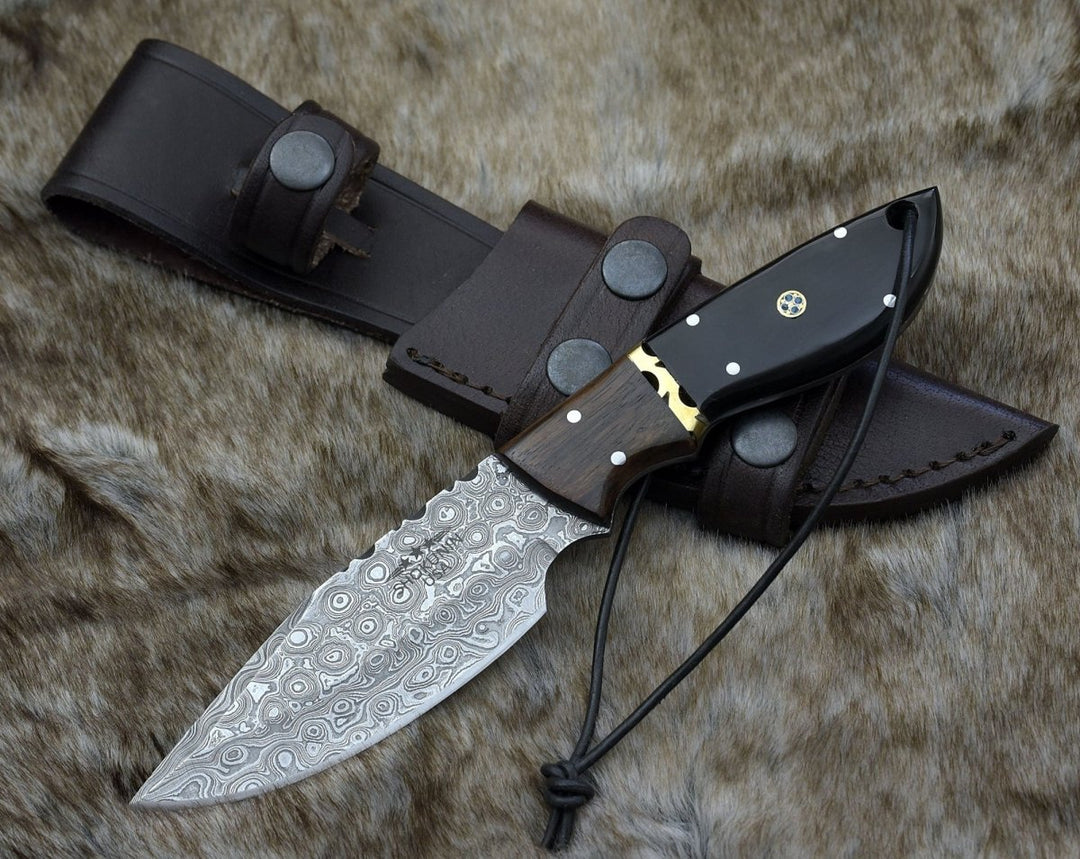 handcrafted skinning knives with artisan details - Oathkeeper Deer Skinning Knife with Horn &amp; Rosewood Handle - Shokunin USA