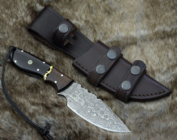 traditional skinning knives for sale - Oathkeeper Deer Skinning Knife with Horn &amp; Rosewood Handle - Shokunin USA