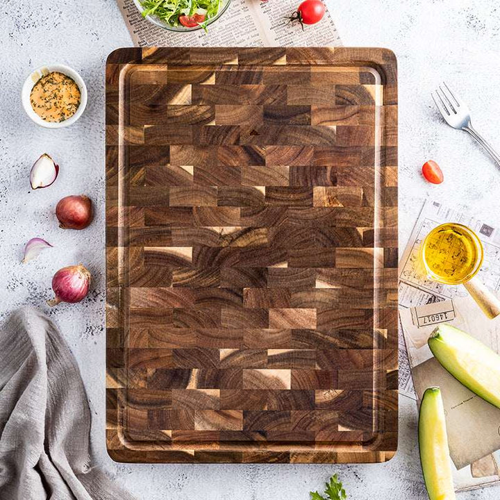 modern chef knives - Personalized Double-Sided Walnut End Grain Cutting Board - Shokunin USA