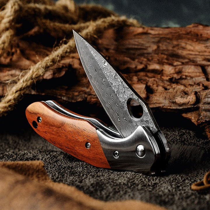 Multitool - Polar Japanese VG10 Damascus Pocket Knife with Exotic Sandal Wood Handle - Shokunin USA