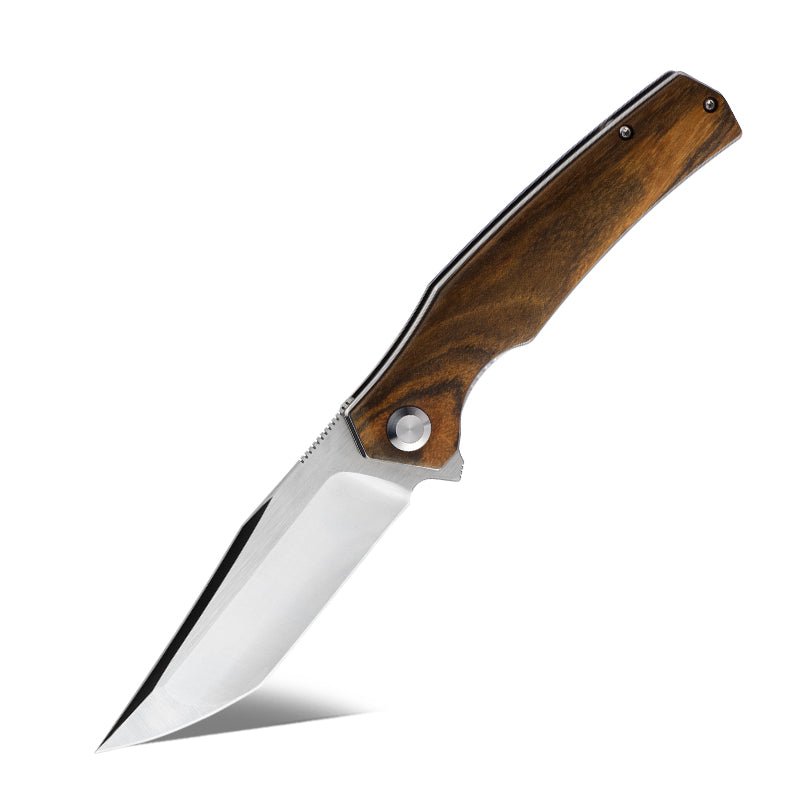 D2 Folding Knife - Polaris D2 Steel Pocket Knife with Exotic Sandal Wood Handle - Shokunin USA