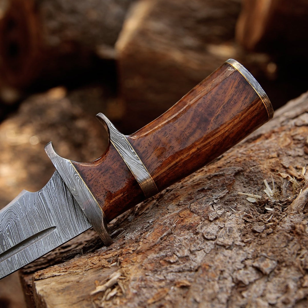 Raider Knives – Raider Damascus Steel Bowie Knife with Exotic Rose Wood Handle &amp; Sheath – shokuninusa