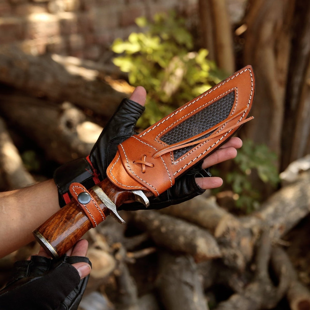 Raider Damascus Knives – Raider Damascus Steel Bowie Knife with Exotic Rose Wood Handle &amp; Sheath – shokuninusa