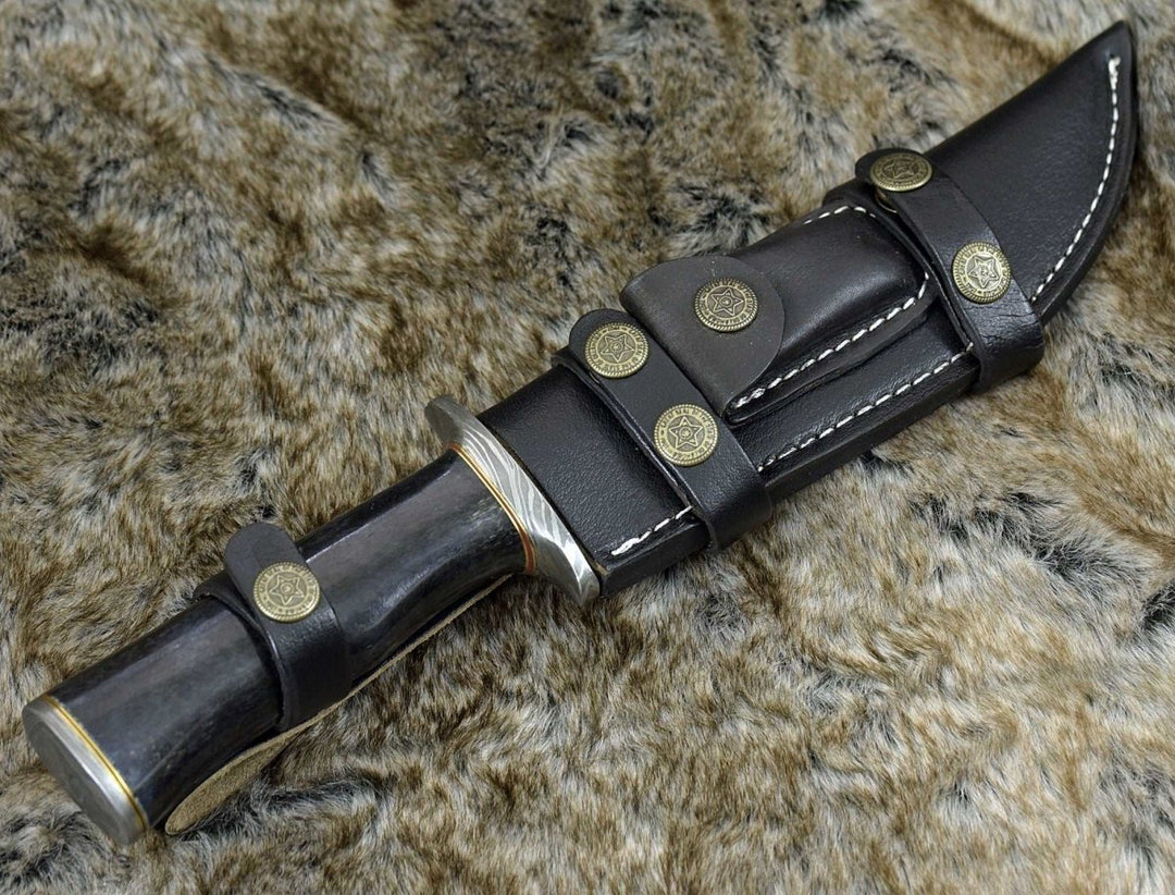 Raptor Damascus Bowie - Raptor Damascus Steel Bowie Knife with Bone Handle - Shokunin USA
