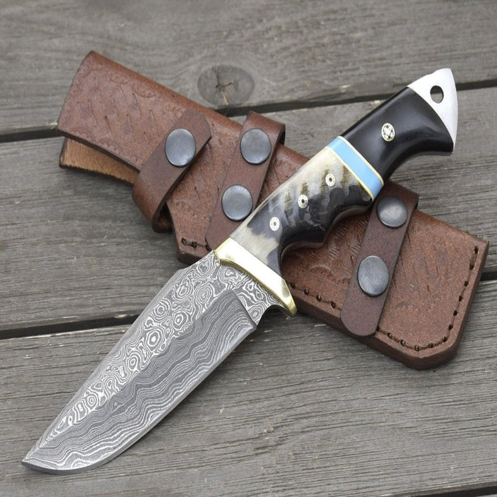 traditional hunting knives for collectors - Reaver Hunting Knife with Ram Horn &amp; Turquoise Handle - Shokunin USA