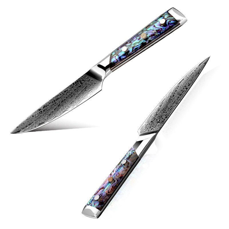 Ronin Chef Knife – Ronin Japanese Handmade Chef Knife VG10 Damascus Petty Knife with Abalone Shell Handle – shokuninusa
