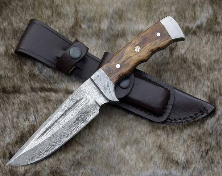 Rune Camping Knives - Rune Camping Knife with Exotic Leopard Wood Handle - Shokunin USA