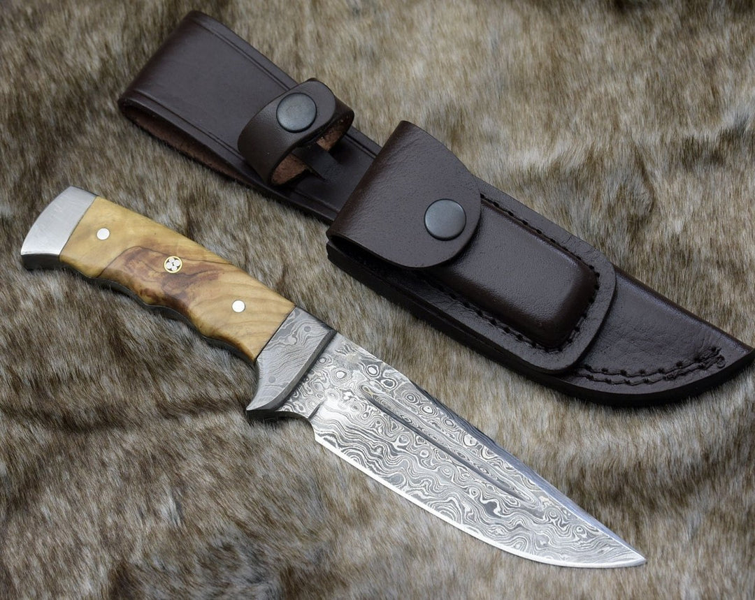 Rune Camping Knife - Rune Camping Knife with Exotic Leopard Wood Handle - Shokunin USA