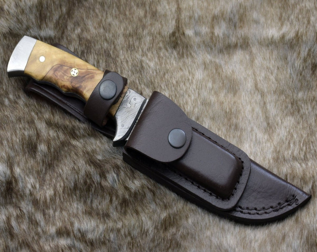 Camp Knives Custom - Rune Camping Knife with Exotic Leopard Wood Handle - Shokunin USA