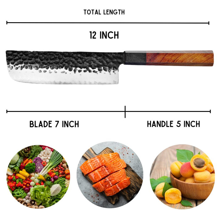 Chef Knife - Ryujin™ 7.0" Nakiri Knife with Rosewood &amp; Ebony Wood Handle - Shokunin USA