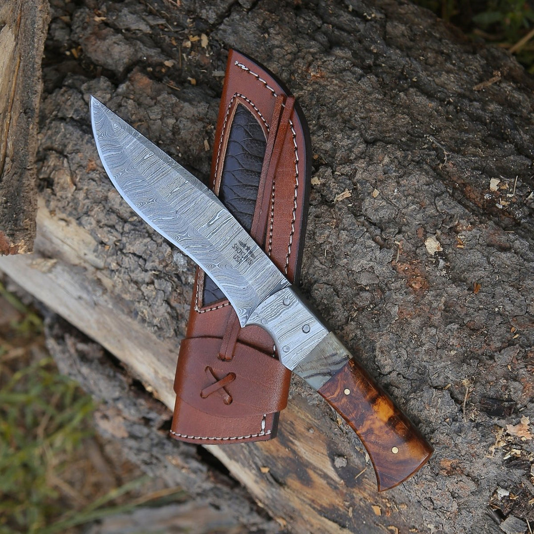 Stinger Knife knives - Stinger Custom Handmade Hunting Knife, With Ram Horn &amp; Rose - Shokunin USA