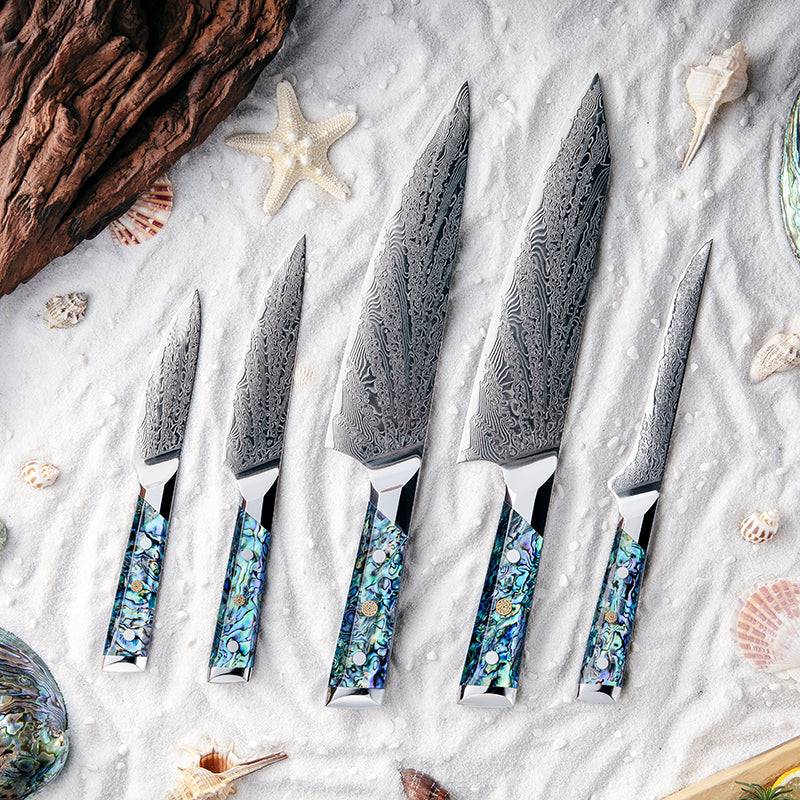 handmade chef knife sets - Imperial Professional Japanese VG10 Damascus 5- Piece Knife Set - Shokunin USA