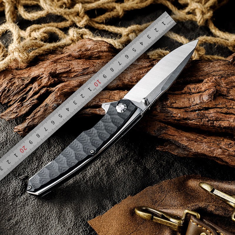 custom folding pocket knives with artisan details - Venture D2 High Carbon Stainless Tool Steel Pocket Knife with Clip &amp; G10 - Shokunin USA