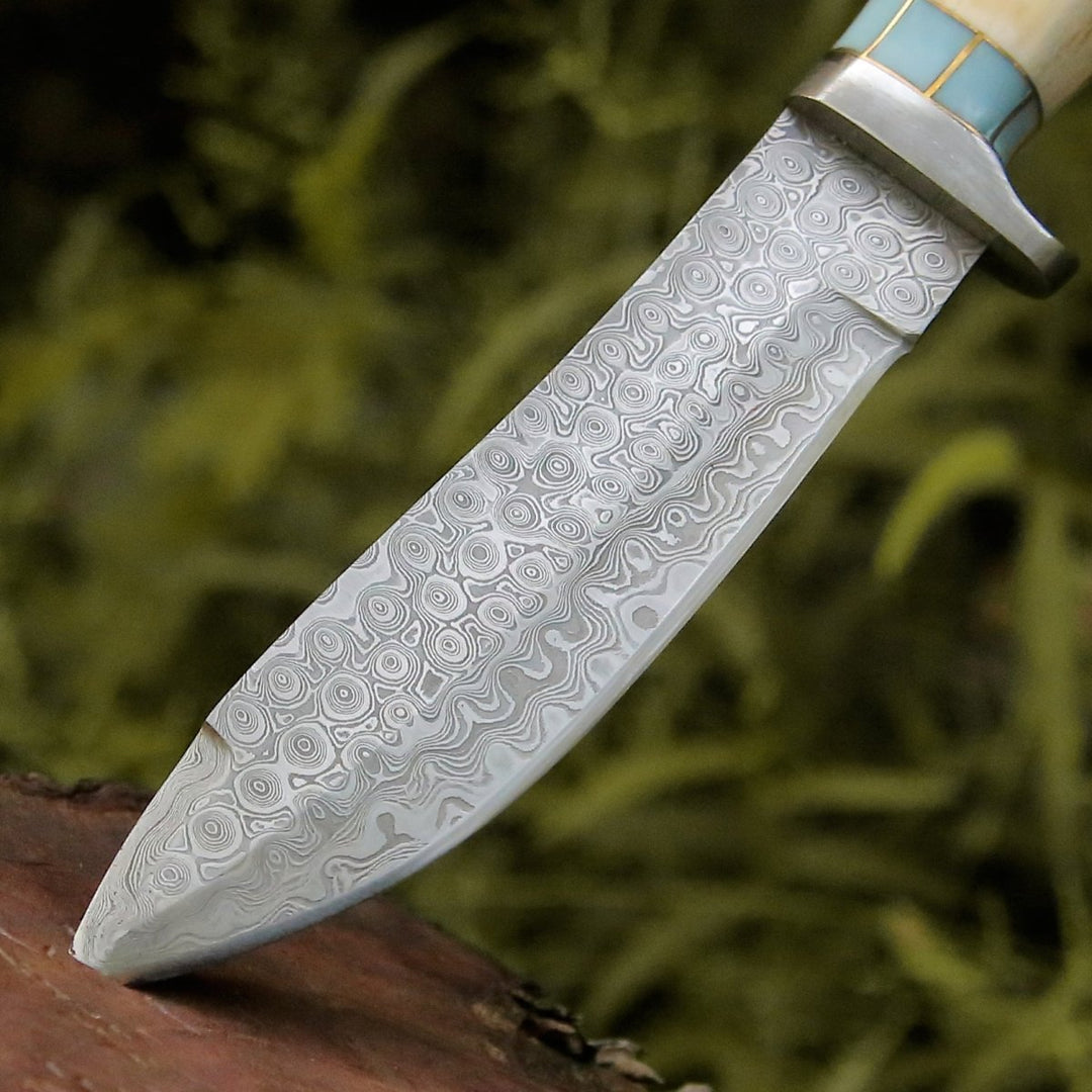 Turquoise Handle – Viral Bull Nose Hunting Knife with Antler &amp; Turquoise Handle – shokuninusa