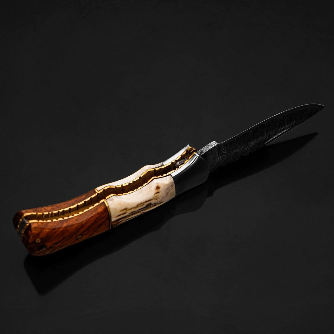 Utility Knife - Echo Utility Pocket Knife with Antler & Rosewood Handle - Shokunin USA