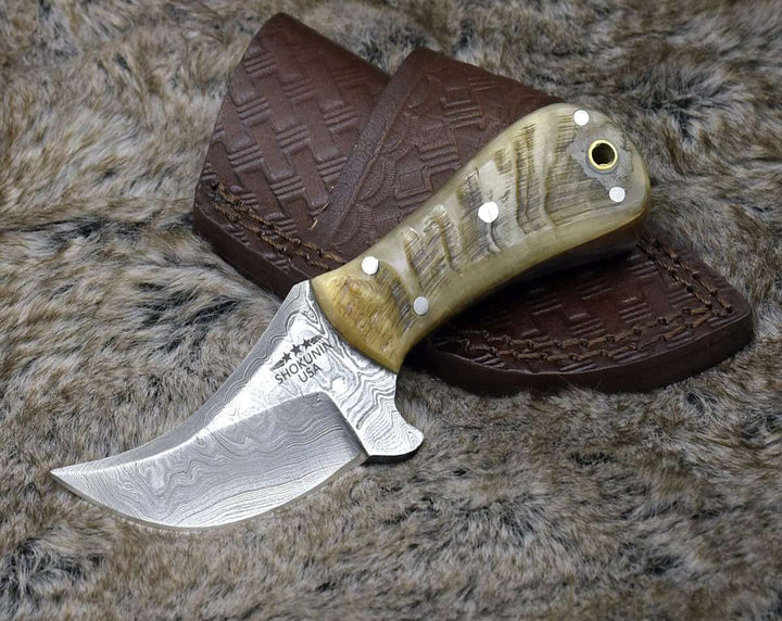 Utility Knife - Elemental Skinning Knife with Ram Horn Handle - Shokunin USA