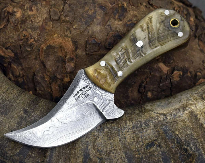 Utility Knife - Elemental Skinning Knife with Ram Horn Handle - Shokunin USA