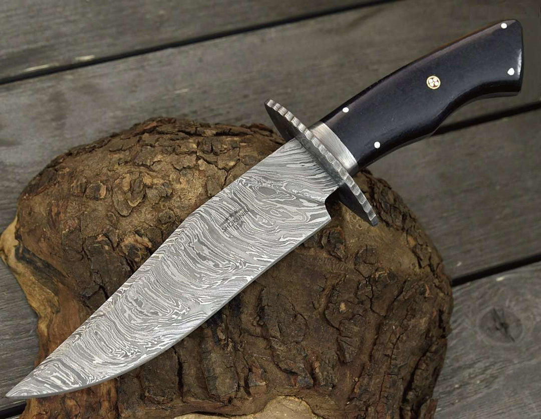 Utility Knife - Equinox Damascus Steel Bowie Knife with Micarta Handle - Shokunin USA