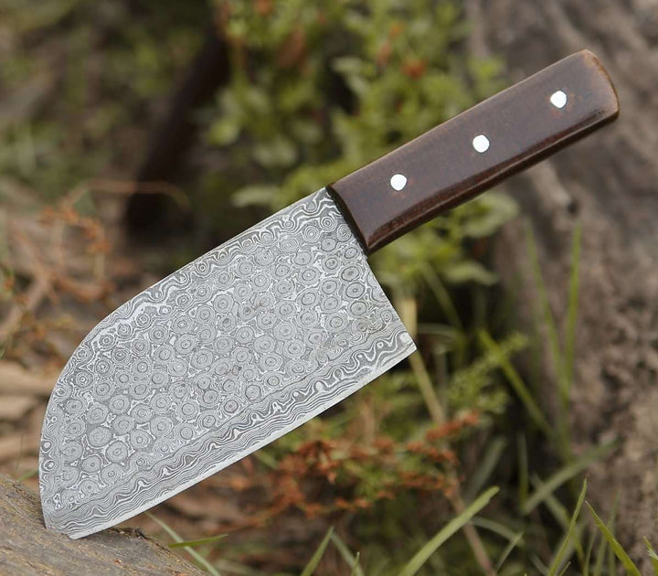 Chef knife - Gladiator Damascus Steel Cleaver with Micarta Handle - Shokunin USA