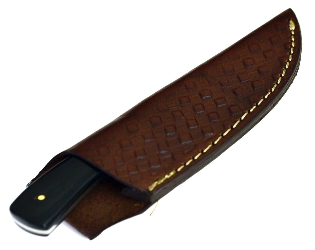 full tang hunting knives for sale - Hand Forged Damascus Steel Knife with Horn Handle &amp; Leather Sheath - Shokunin USA