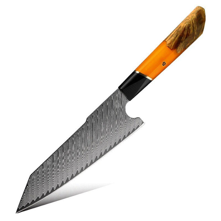 Chef Knife - Kotetsu VG10 Damascus Chef Knife with Exotic Olive Wood Burl Handle - Shokunin USA