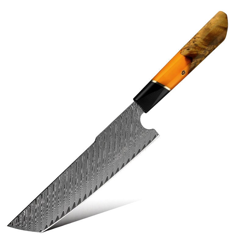 Chef Knife - Kotetsu VG10 Chef Knife Damascus Nakiri Knife with Exotic Olive Wood Handle - Shokunin USA