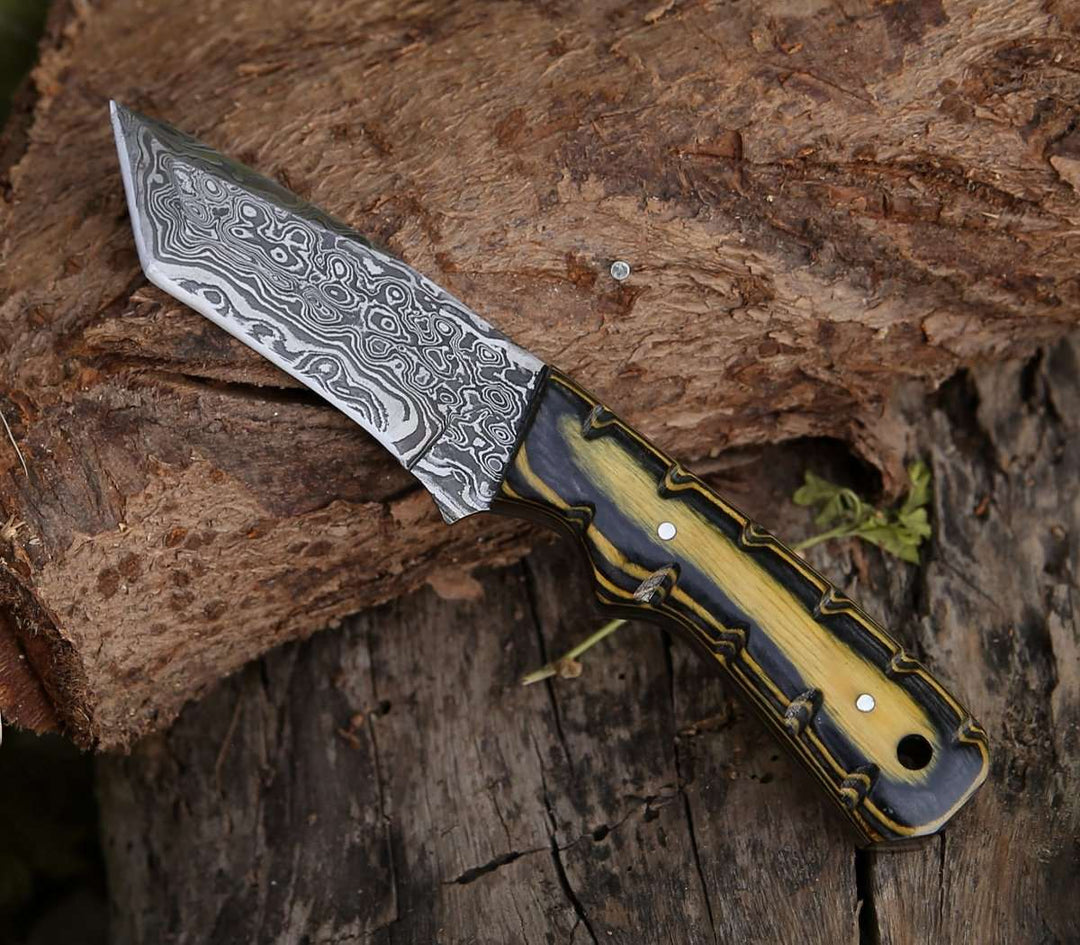 Utility Knife - Marauder Damascus Tanto Knife with Pakkawood Handle - Shokunin USA