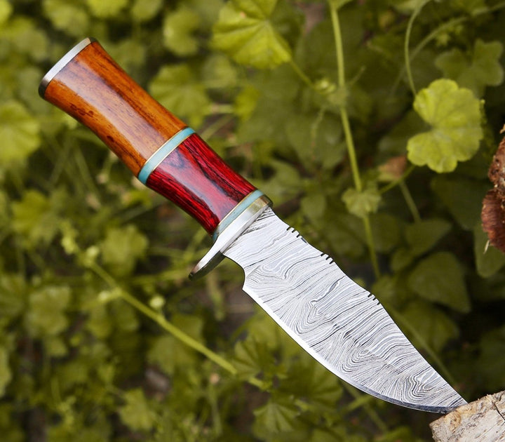 Utility Knife - Mirage Damascus Hunting Knife with Rosewood Handle - Shokunin USA