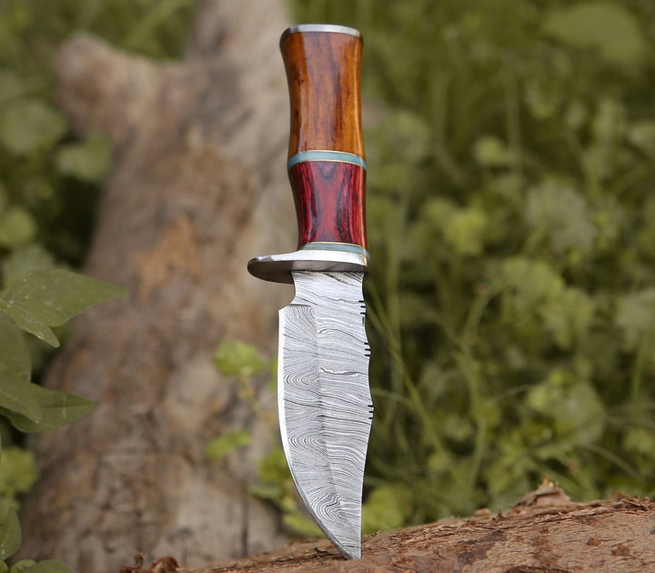 Utility Knife - Mirage Damascus Hunting Knife with Rosewood Handle - Shokunin USA