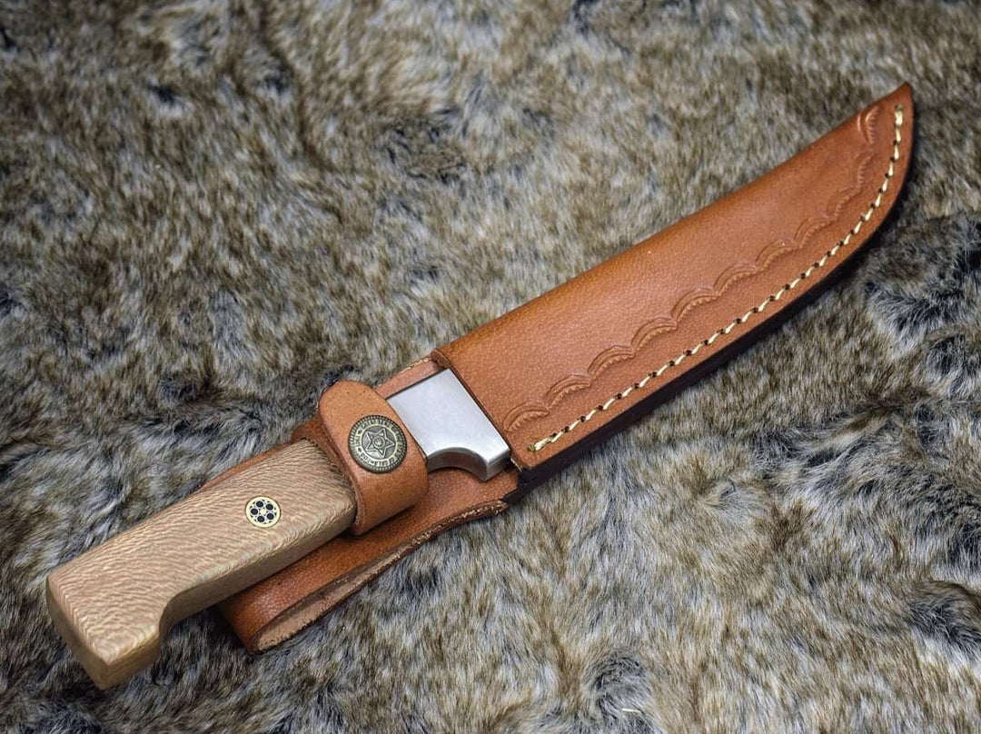 Fillet knife. - Monarch Damascus Fillet Knife with Leopard Wood Handle - Shokunin USA
