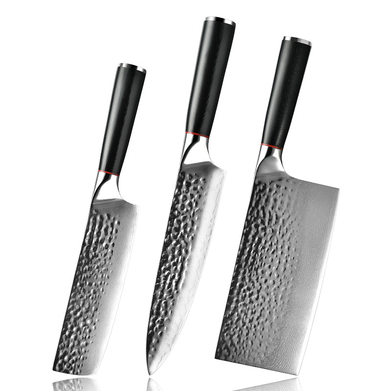 chef knife set - Noir Professional Chef Knife Set with G10 Handle - Shokunin USA