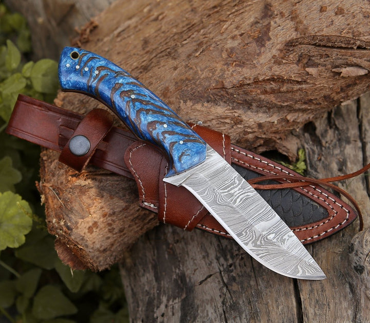 Utility Knife - Odin Damascus Steel Knife with Pine Cone Handle - Shokunin USA